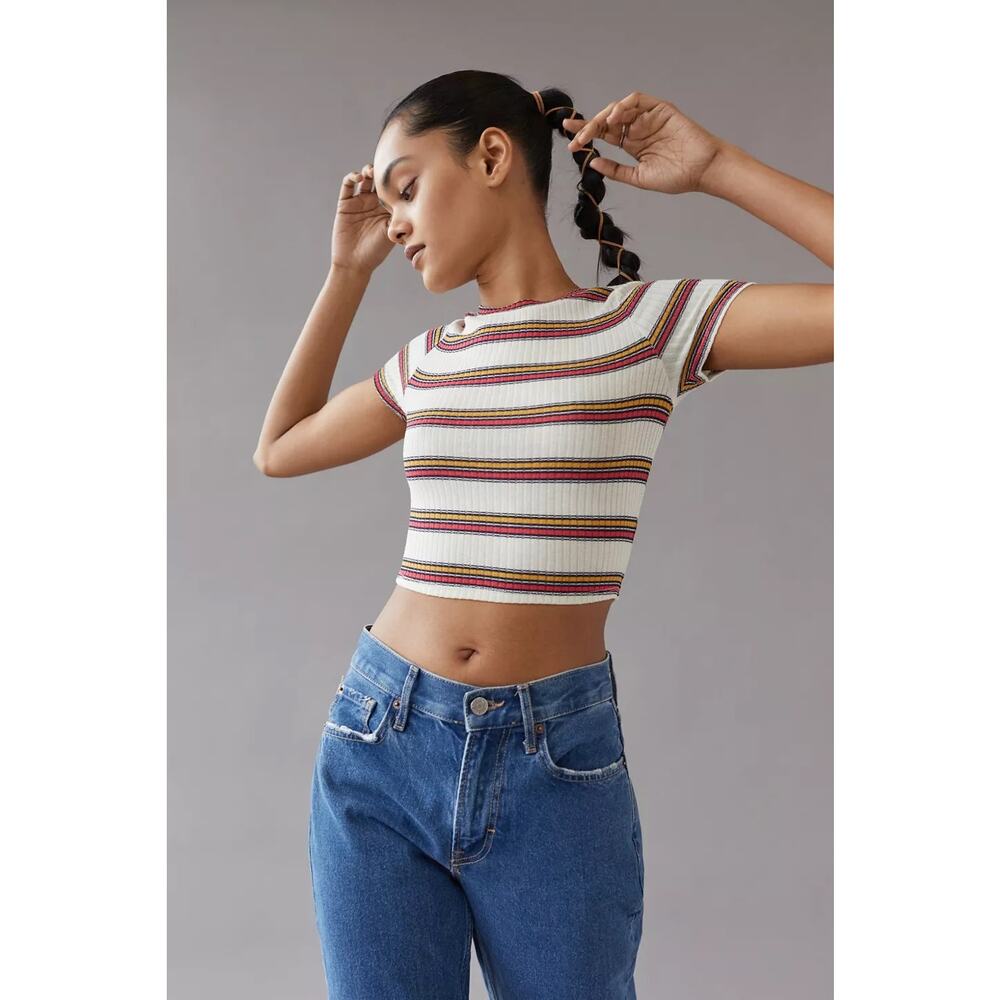 Urban Renewal Remnants Striped Baby Tee - Size Medium